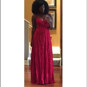 Gorgeous red backless gown.